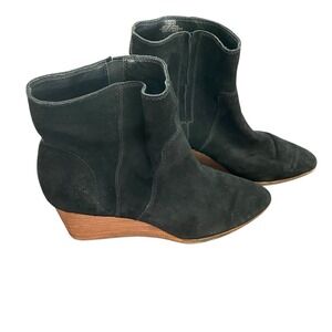 Lucky Brand Black Suede Wedge Ankle Boots‎ | Size 11